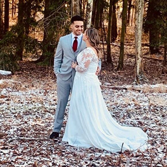 Tulle and Lace Corset Top Ivory Wedding Dress Appliques Off White - Picture 12 of 12